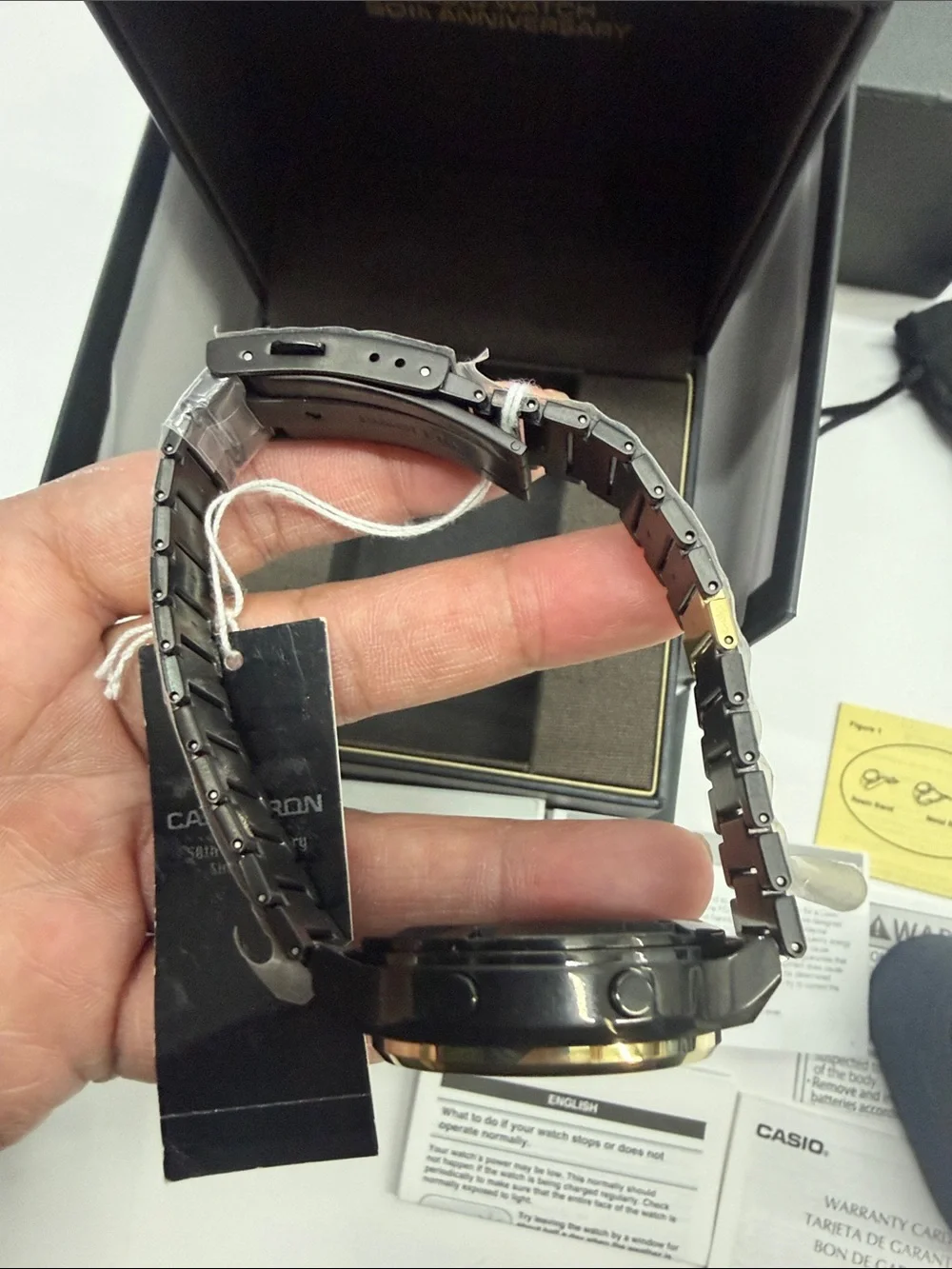Casio Digital Watch in Black and Gold with Metal Bracelet 50th Anniversary
